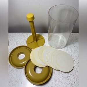 Vintage burger patty press tool stacker 1970’s yellow plastic Mark Industries